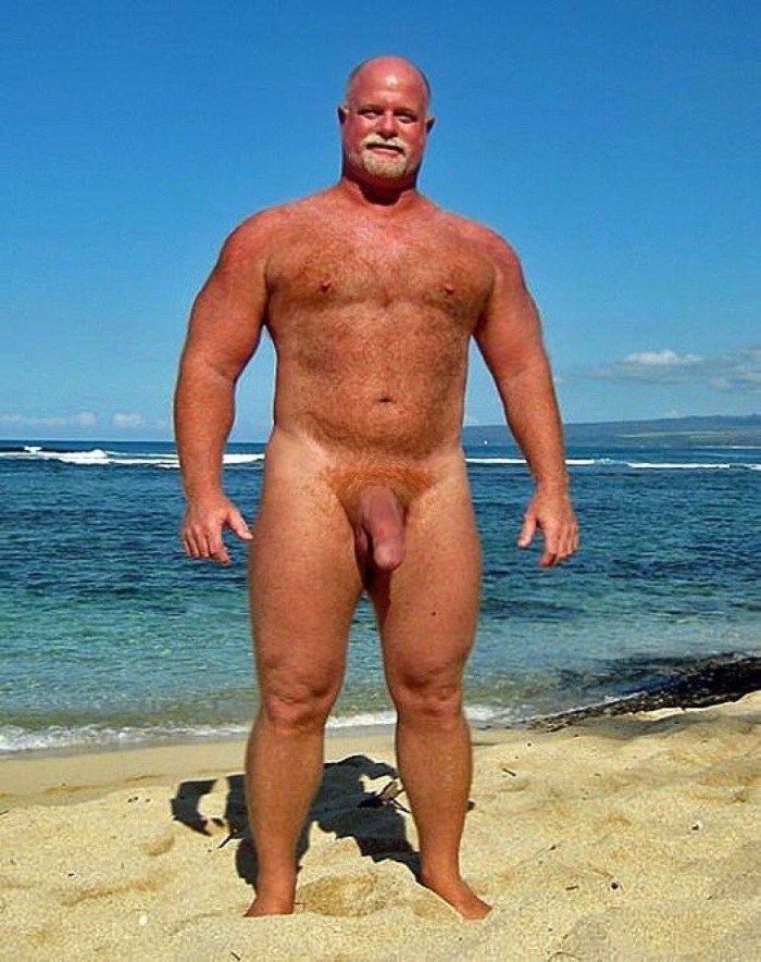 Naked mature men on the beach