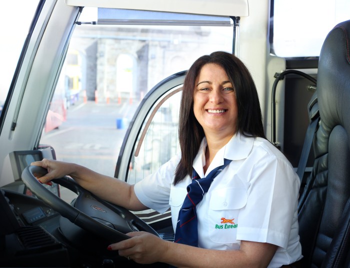 A woman on the bus