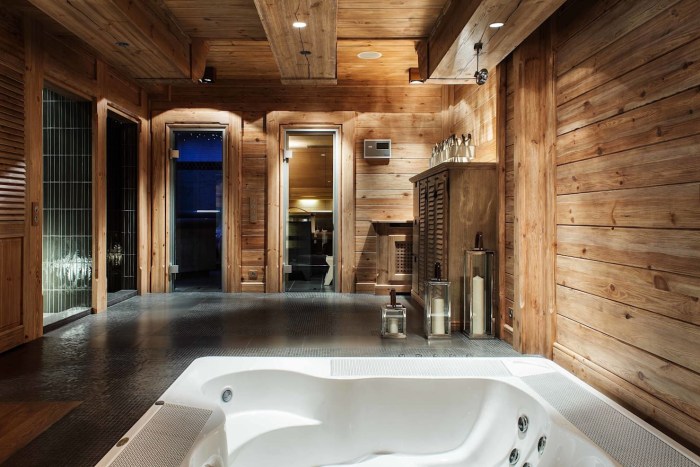 Bathroom in a wooden house