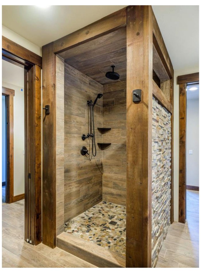 Shower in rustic style
