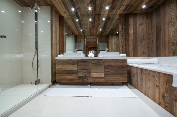 Bathroom trimmed with wood