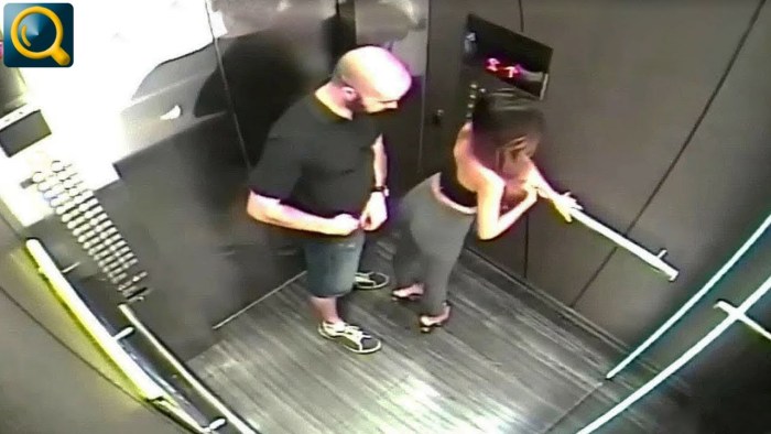 Naked big busts in the elevator