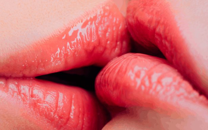 Porn actress with a kiss
