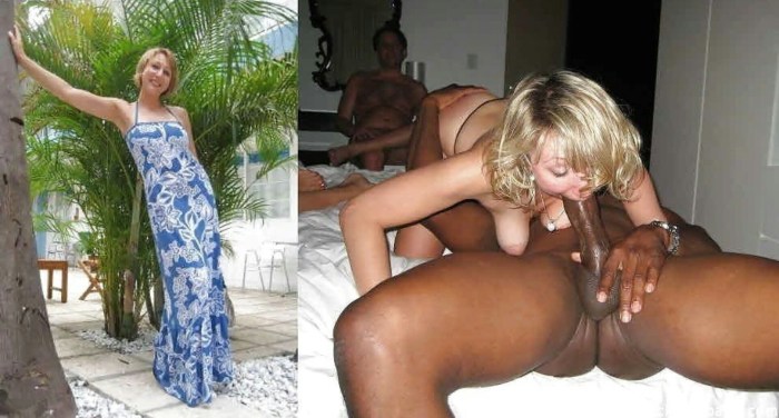 Naked women fuck with blacks on the beach