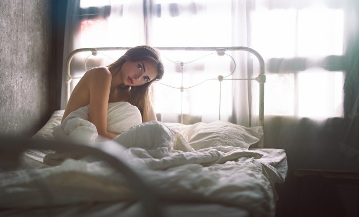 Girl in bed night