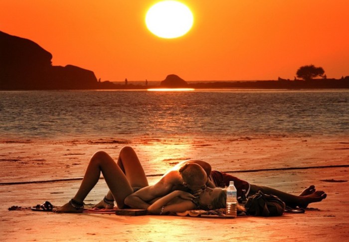 A couple on the beach evening