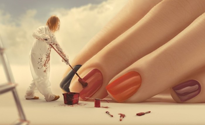 Manicure with inscriptions