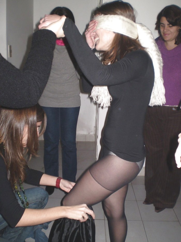 Hold on their hands with legs spread