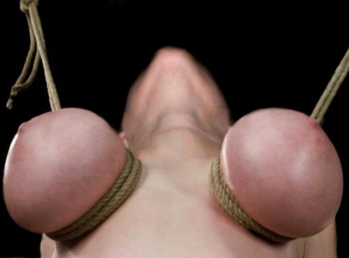 BDSM suspension for boobs