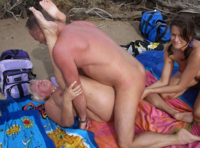 Mature nudists are large