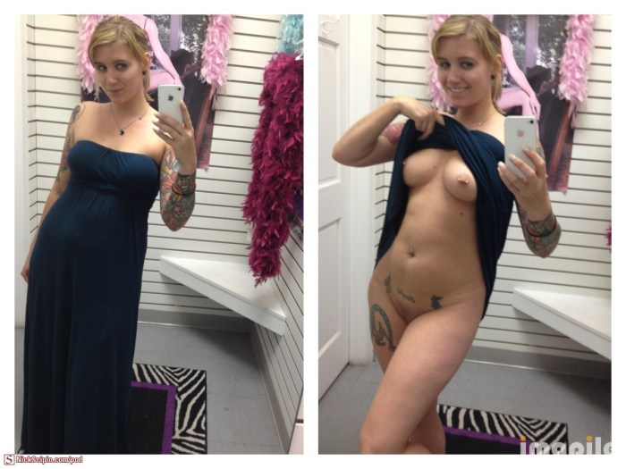 Dressed and without in the fitting room private