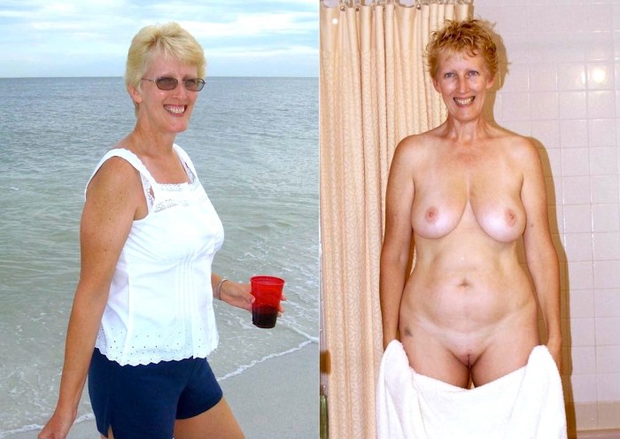 Amateur Aged Granny Dressed undressed two friends