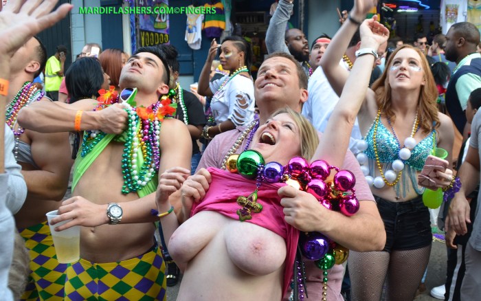 Naked boobs at the parade of the festival