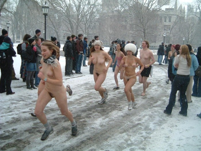 A naked woman demonstrates