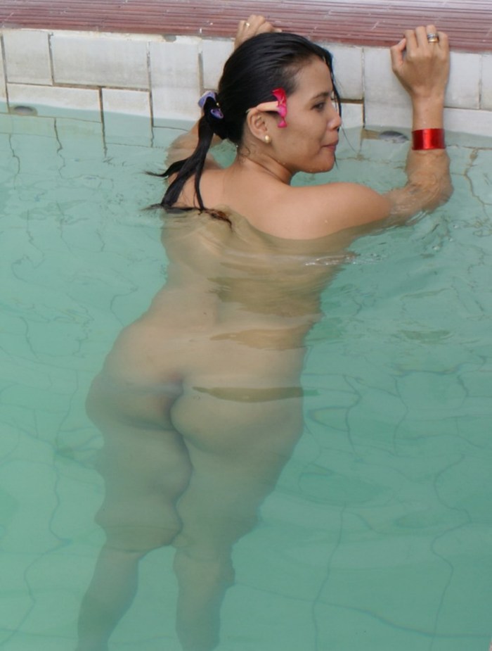 Naked mature women swim