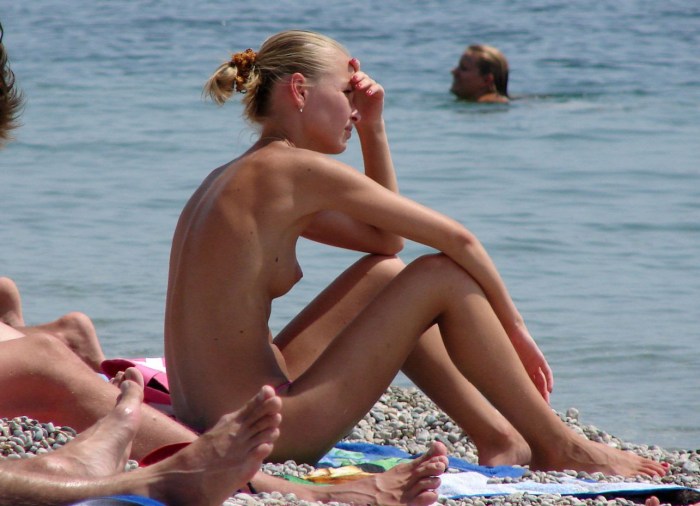Naked nudists in public