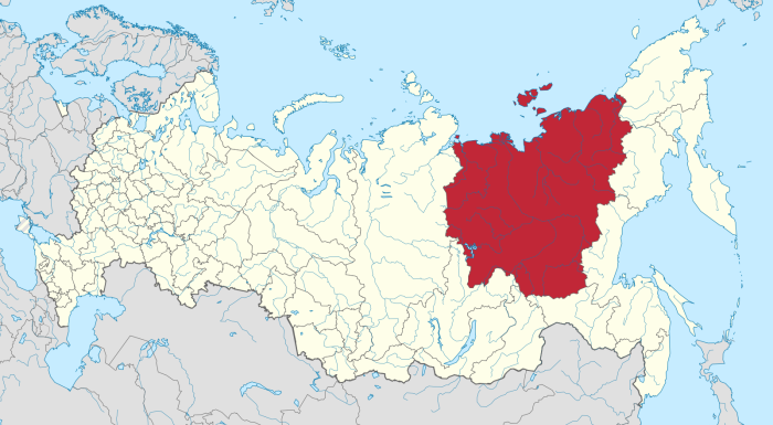 Republic of Sakha Yakutia on the map of Russia