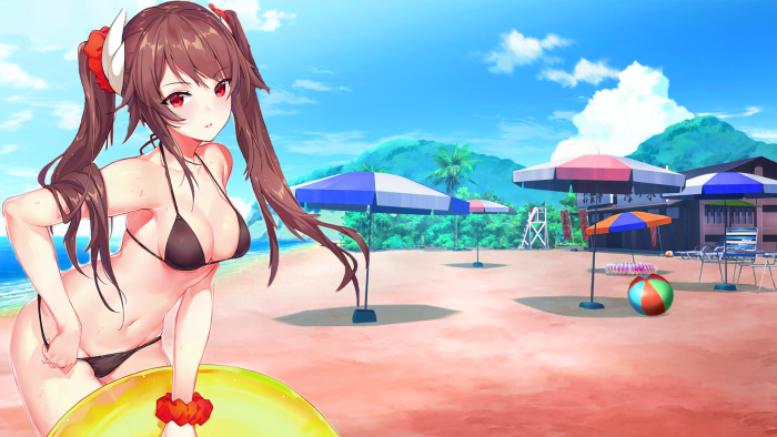 Big breasts in a swimsuit