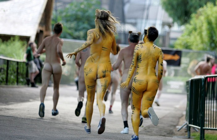 Girls run naked