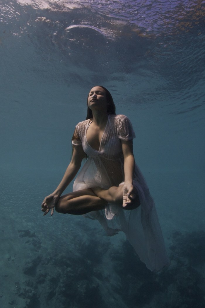 Girls in water and under water