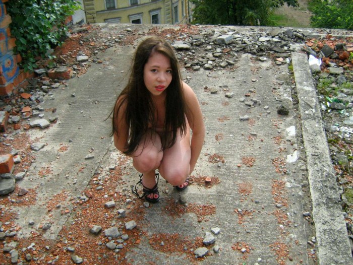 The woman smiles at fuck