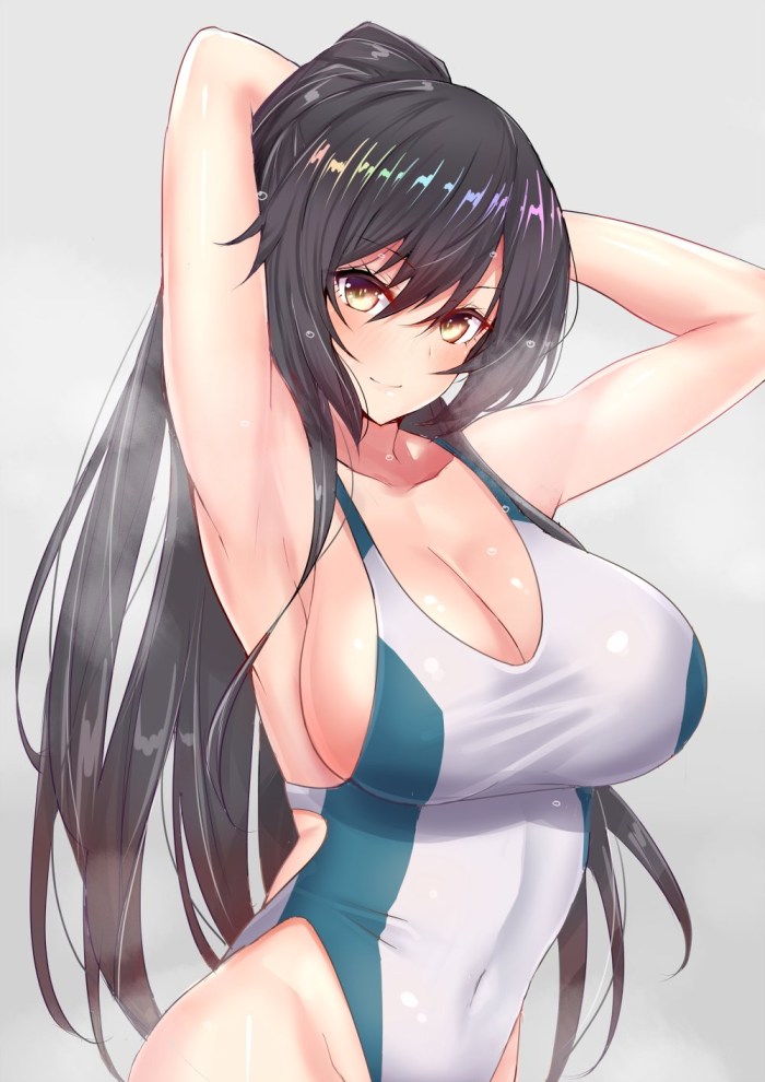 Anime girls with big breasts in swimsuits