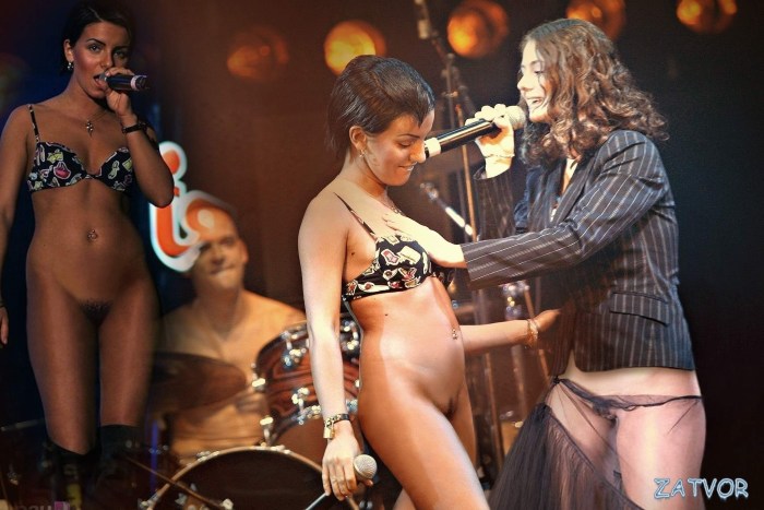 Girls undress on stage
