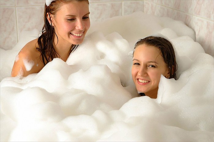 Two women in the bathroom