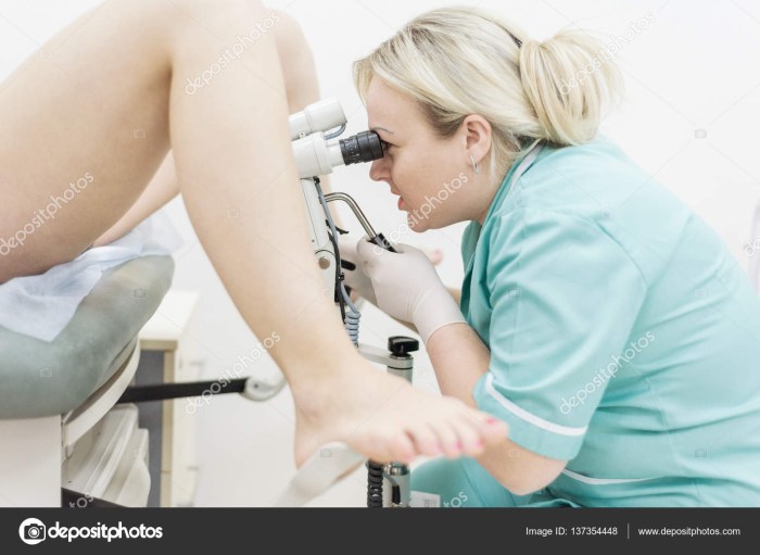 Gynecological examination of women on an armchair