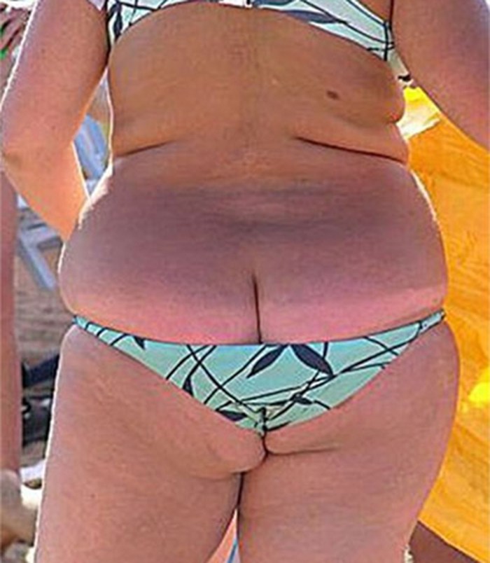 Chubby old women in swimsuits