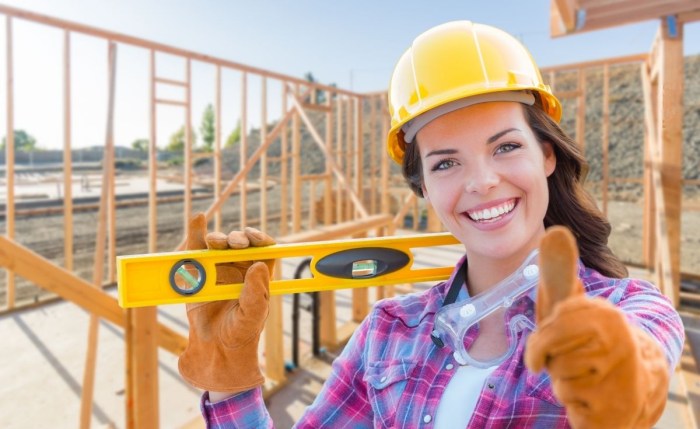 A woman at a construction site
