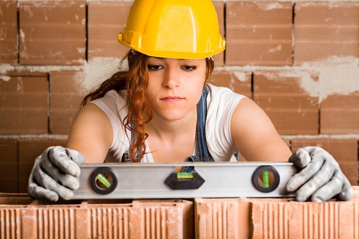 Girl at a construction site