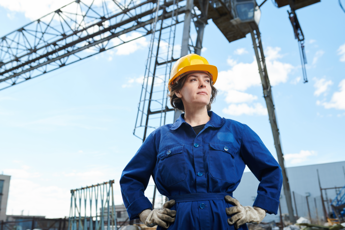 Woman at a construction site America