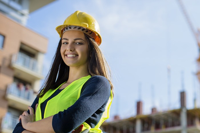 Girl at a construction site