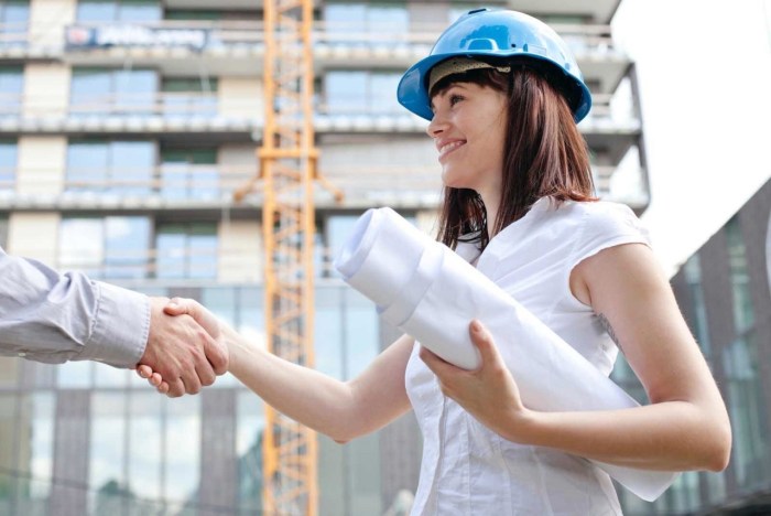 A woman at a construction site