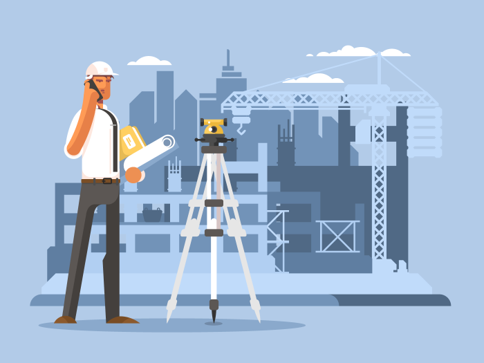The silhouette of the surveyor