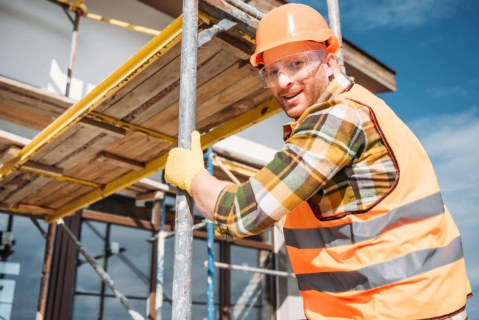 Builder at a construction site in the forests