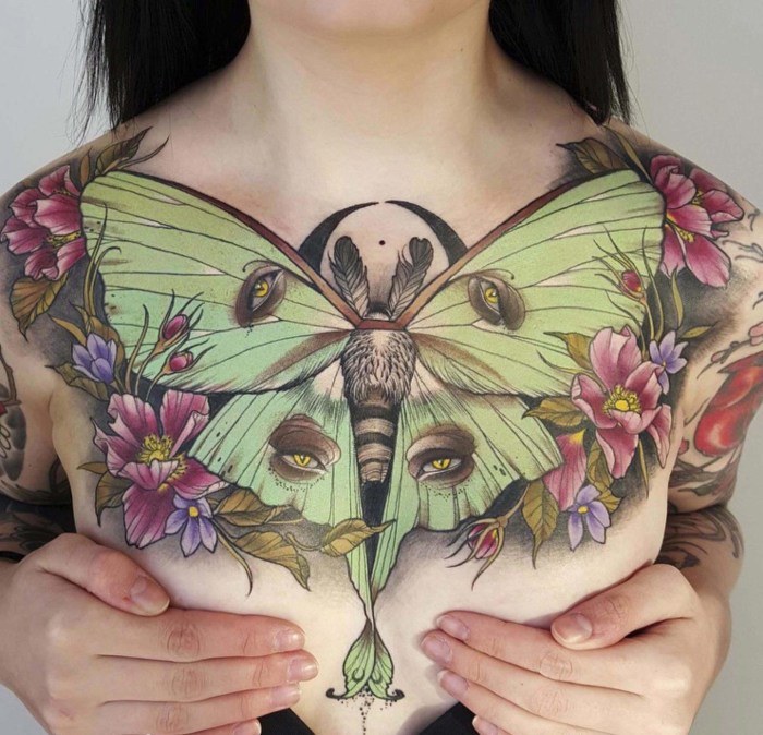 Tattoo butterfly in the form of a member