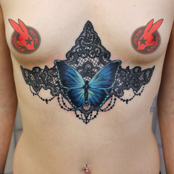 Tattoo butterfly on the chest