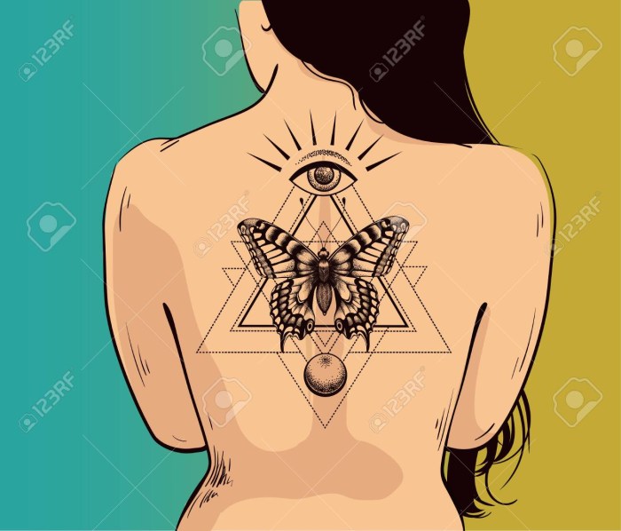 Tattoo butterfly 3d on the back