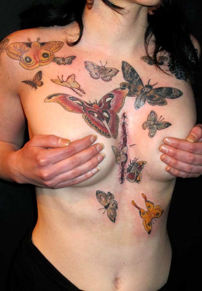 Tattoo dagger on the chest