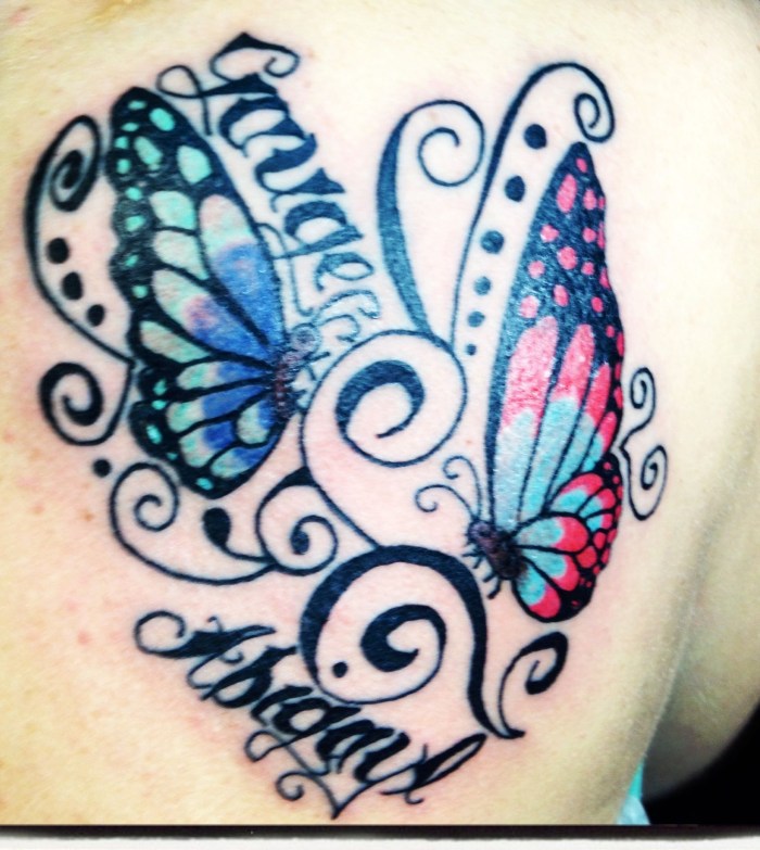 Tattoo 10-15 cm behind the shoulder