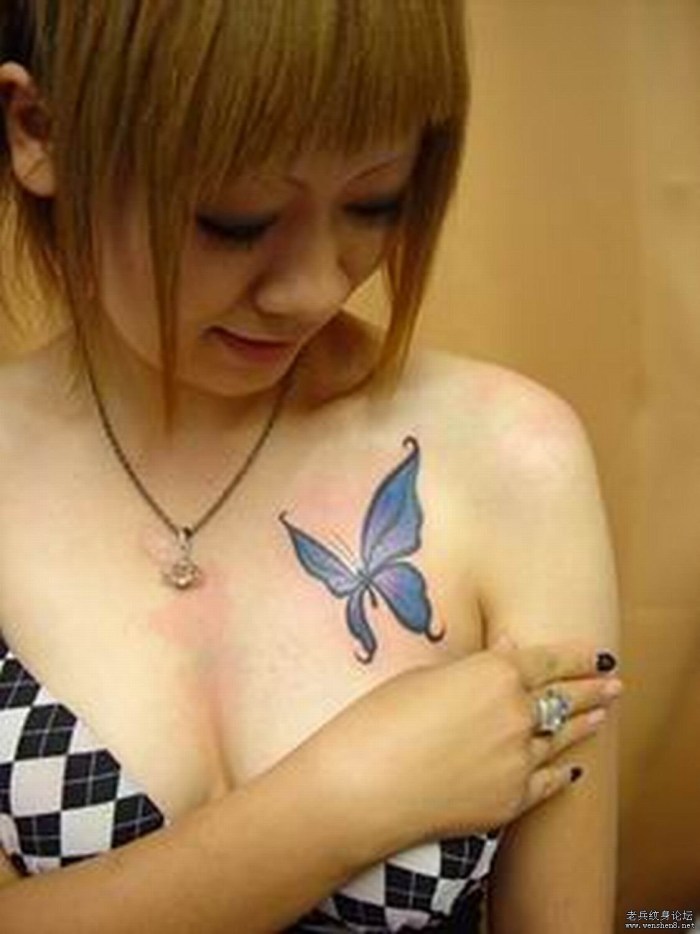 Czech porn actress with tattoo butterfly on the chest