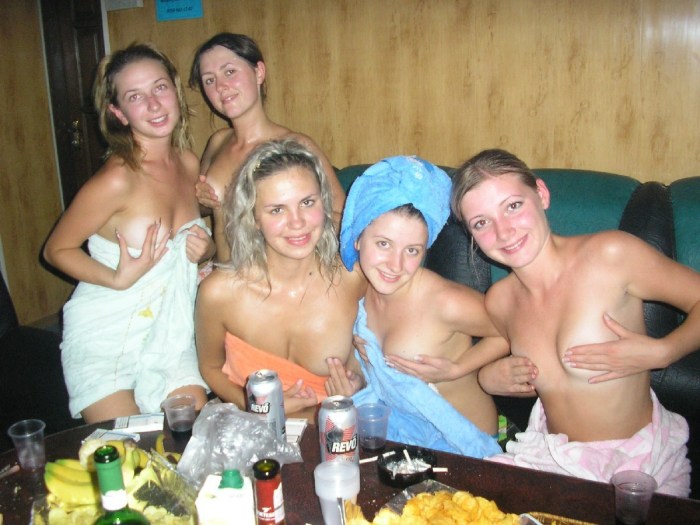 Naked bachelorette party in a private bathhouse