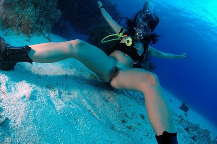 Pornstar with scuba gear