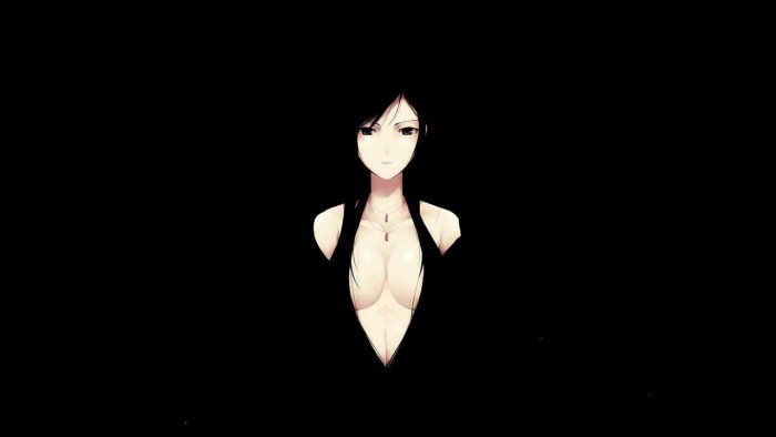 Anime girls on a black background