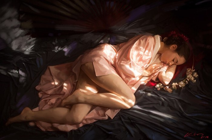 Girl on the bed art