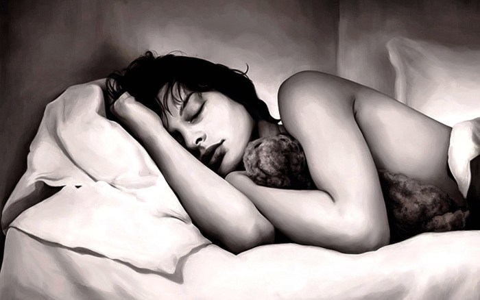 The girl sleeps good night