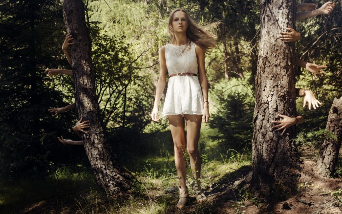 Photo shoots of models in the forest