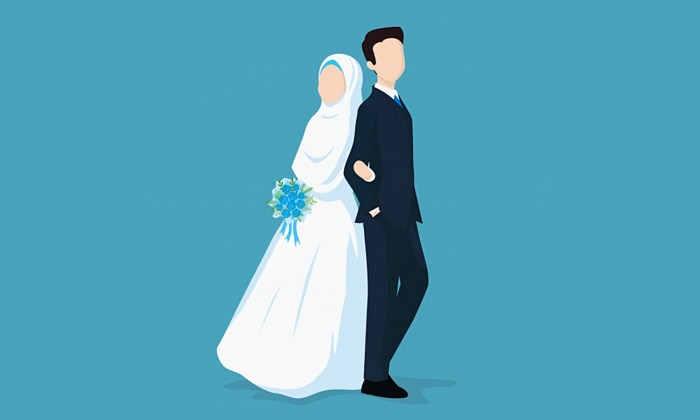 The bride and groom Muslims drawing